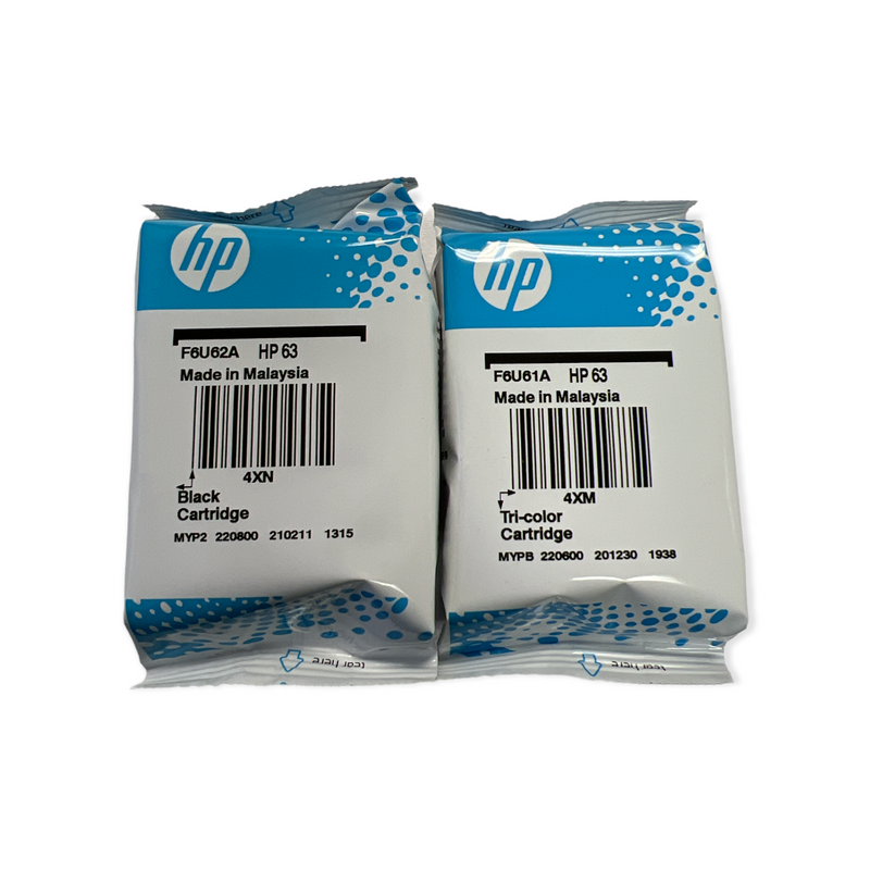 Genuine New HP 63 Black & Color Ink Cartridges Combo F6U62A F6U61A Exp 5/2023