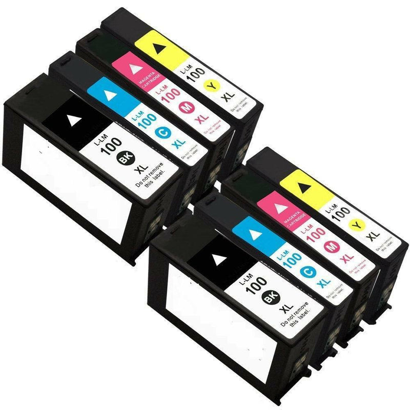 8 PK Comp Lexmark 100XL Black & Color Ink Cartridges Interpret S405 S505